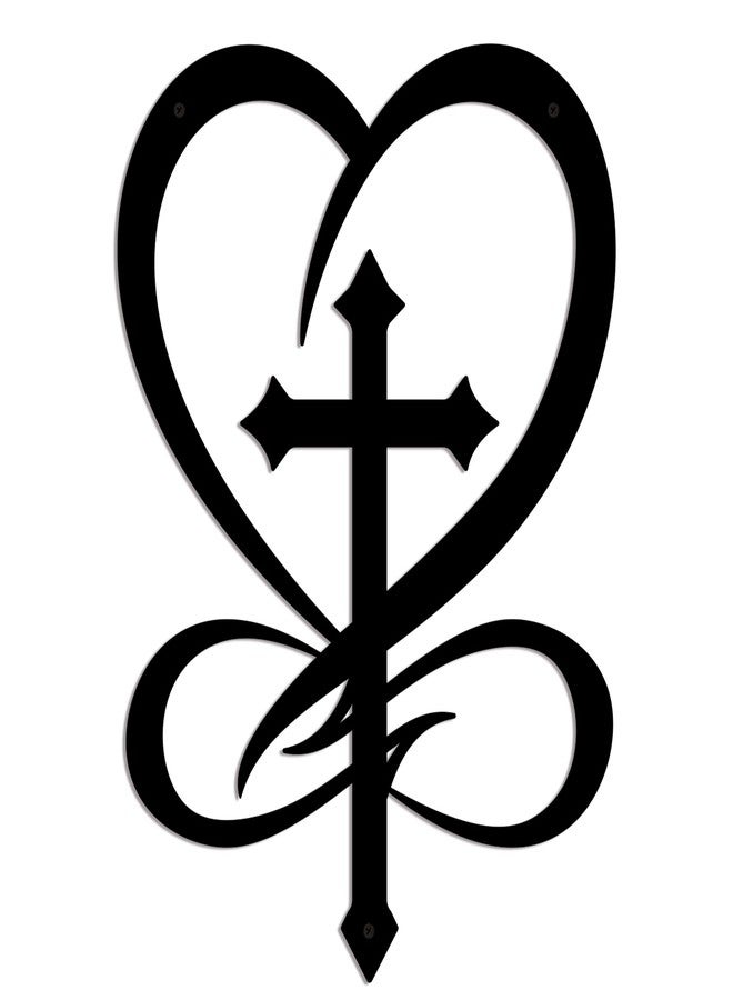ACOSIY Infinity Heart Cross Wall Decor Metal Crosses Wall Art for Home Decor Black Heart and Love Sign for Living Room Bedroom Wedding Decoration - Image 1